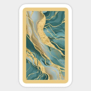 Golden Teal Marble Sticker